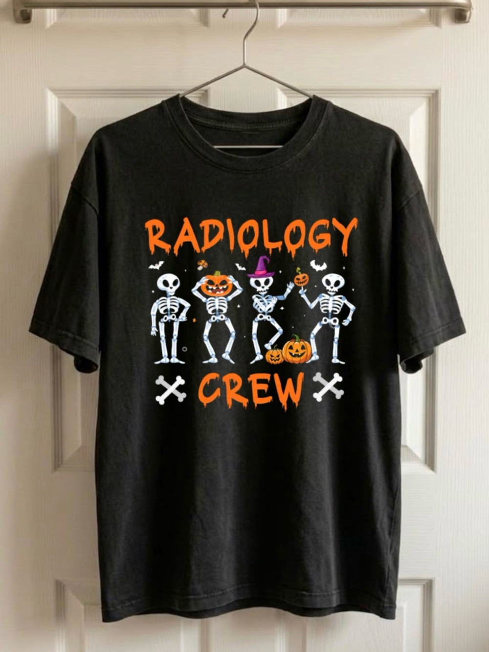 Radiology Crew Skeleton XRay Spooky Season Fall Aesthetic Statement Graphic Tee